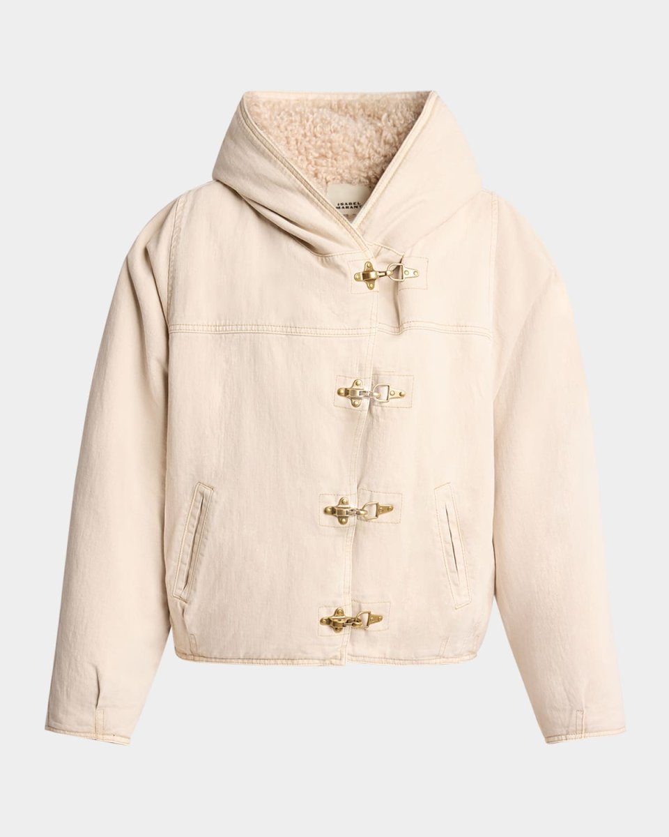 Biane Teddy-Lined Hooded Denim Jacket